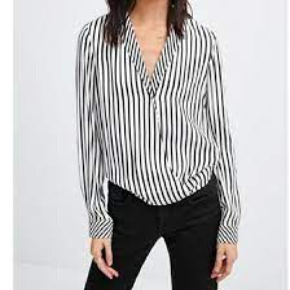 ZARA TRF COLLECTION Wrap Front Blouse Women's size S Black & White Stripe
